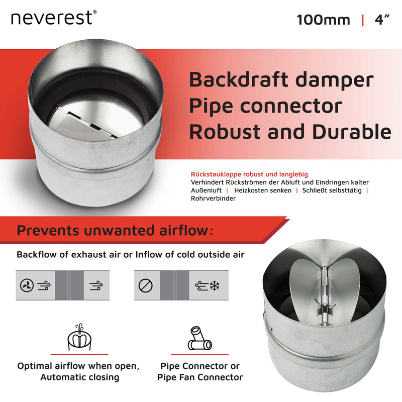 neverest RK 4" Professional Backdraft Shutter Damper Connector Duct 4 Inch - NewNest Australia