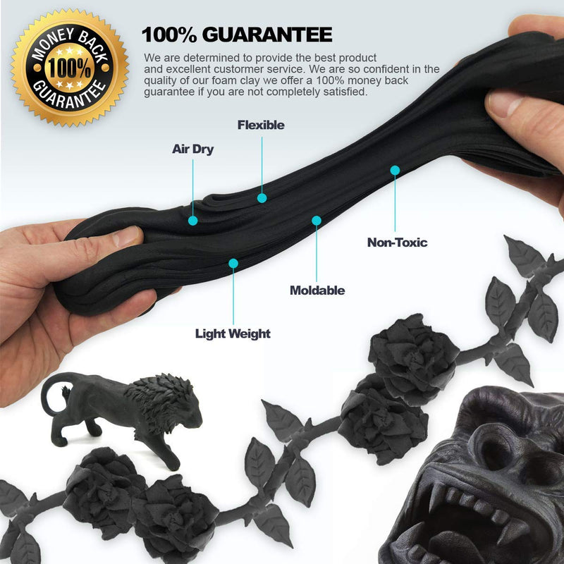 Foam Clay Moldable Cosplay Air Dry by Pixiss (300 Gram Black) – High Density and Perfect for Intricate Designs | Air Dry to Perfection | Great for Cutting with Knife or Rotary Tool, Sanding or Shaping - NewNest Australia