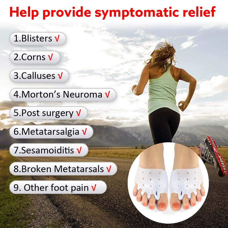 Gel Metatarsal Pads 6Pcs, Ball of Foot Cushions with Breathable Honeycomb Toe Separator Mortons Neuroma Callus Metatarsal Foot Pain Relief Bunion Forefoot Cushioning Relief Women - NewNest Australia