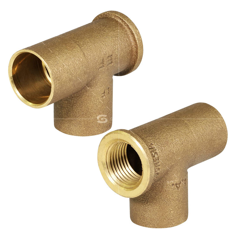 Supply Giant DGDU1341 Cast Brass Lead Free Tee Fitting Female Thread Connection and Solder Cup Branch, 3/4" x 1, 1" x 3/4" x 1" - NewNest Australia