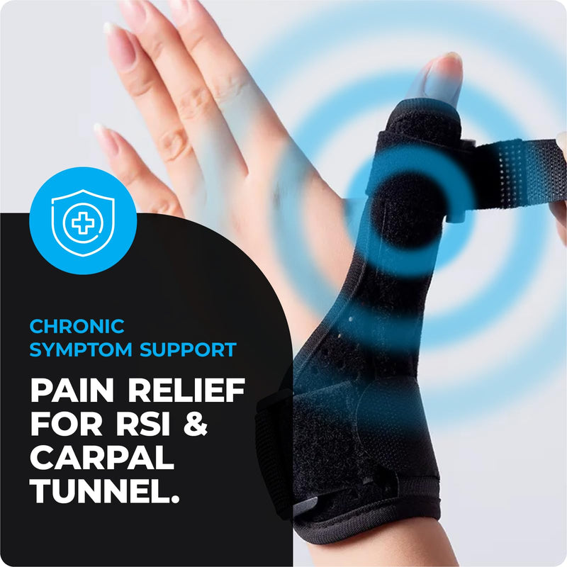 VITTO Reversible Thumb Support - Thumb Splint (Right or Left Hand) - CTS, RSI, Arthritis, Carpal Tunnel Wrist Splint - Thumb Splint with Adjustable Wrist Straps (Max Circumference 25cm) Black S / M - NewNest Australia