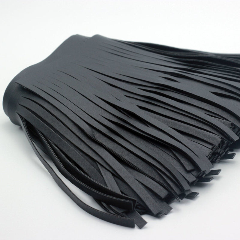 Brazil Faux Leather Fringe Trims 6" Wide Black Color for Extender Garments Bags Sewing & Craft Supply (1 Yard) 1 Yard - NewNest Australia