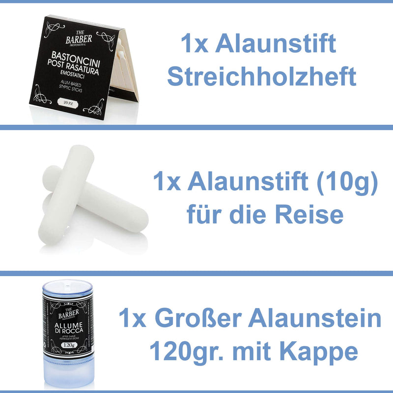 Alum stone set of 3 - alum for shaving as an aftershave blood stopper alum block large 120g, alum pen for travel, booklet for on the go 3 pieces (pack of 1) - NewNest Australia