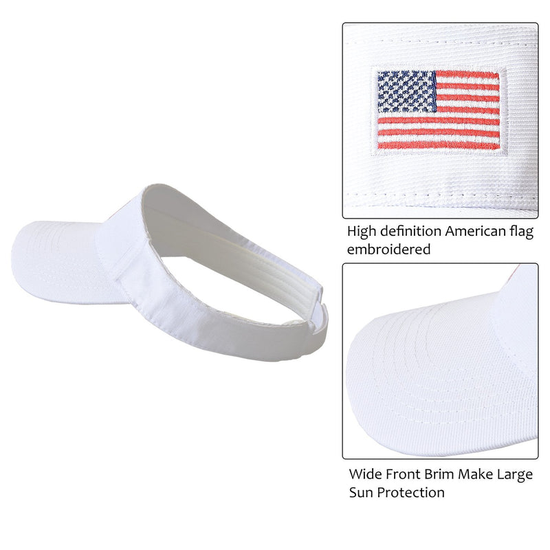 Tirrinia Unisex American Flag Sun Cap Adjustable Patriotic Sports Tennis Golf Hats Visor-white - NewNest Australia