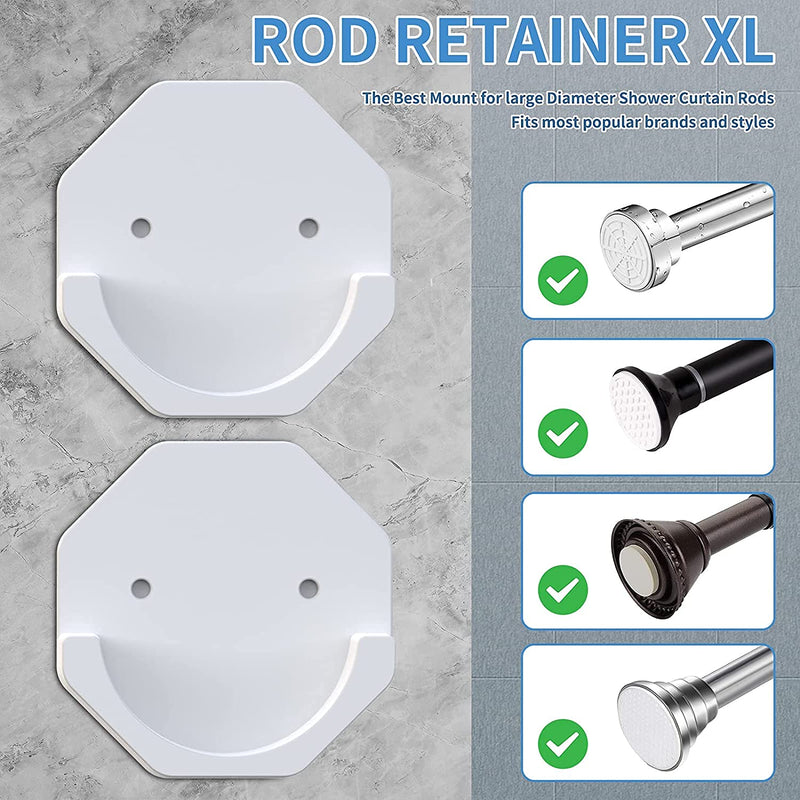 Adhesive Shower Curtain Rod Tension Holder,Shower Rod Holder, Shower Curtain Rod Holder for Wall,Rod Retainer,Shower Rod Mount Retainer | No Drilling | Stick On | 2 Pack(Shower Curtain Rod Not Included) Polygon white - NewNest Australia