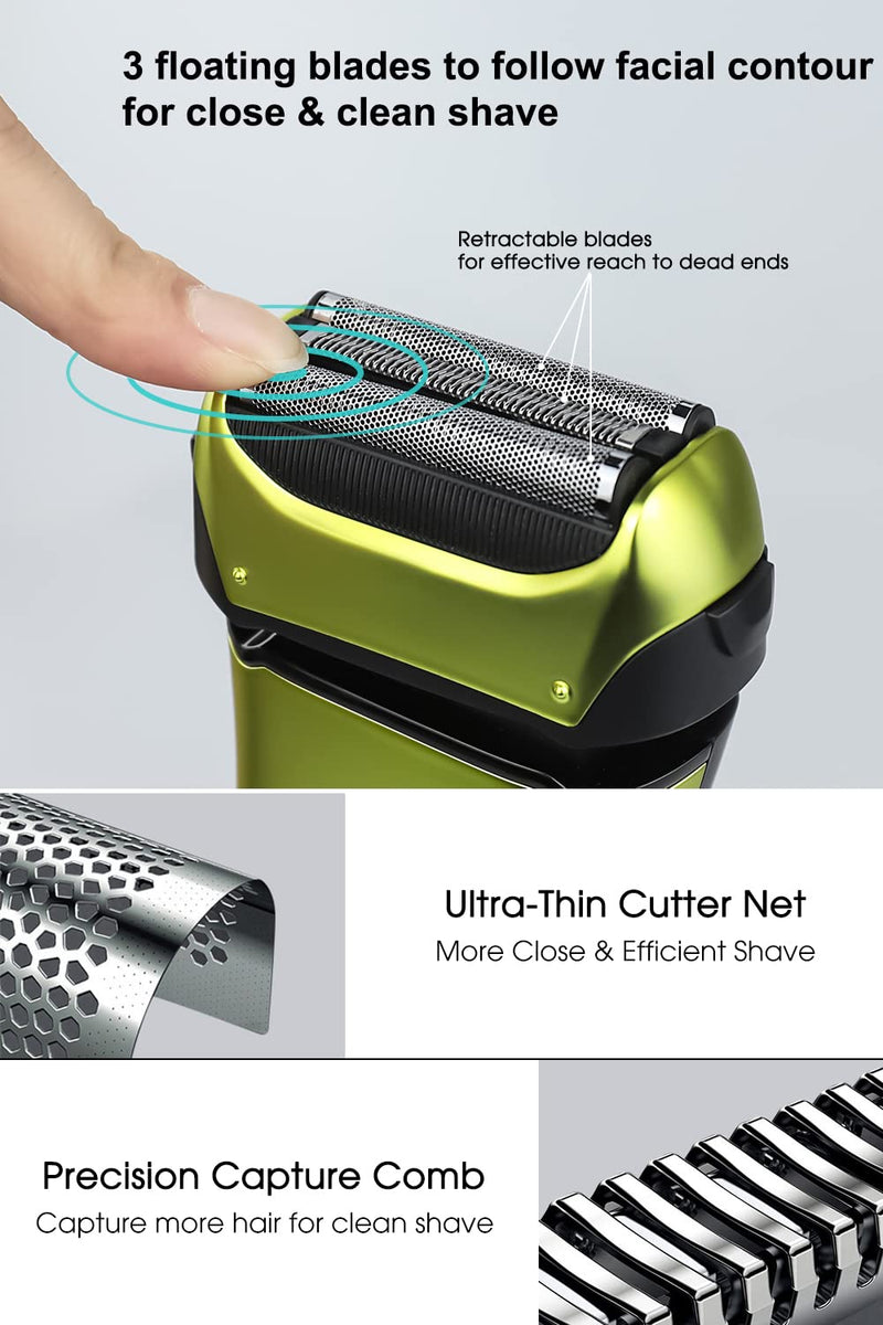 Men'S Electric Shaver & Trimmer With 3 Flexible Blades, Rechargeable & Wireless Electric Shaver With Travel Case, Wet & Dry Shaver, 100 Minutes Runtime, Gift Man - NewNest Australia