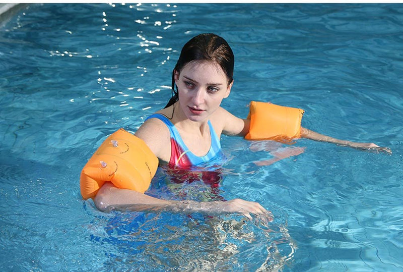 Topsung Inflatable Arm Bands Floatation Sleeves Water Wings Swimming Arm Floats for Adults and Kids _Blue + Orange - NewNest Australia