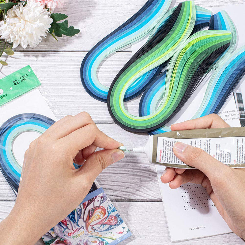 arricraft 1200PCS 3mm Quilling Paper Strips, Quilling Art Strips, 6 Colors Paper Craft Supplies for Paper Art DIY Craft Projects-Blue Series Blue - NewNest Australia