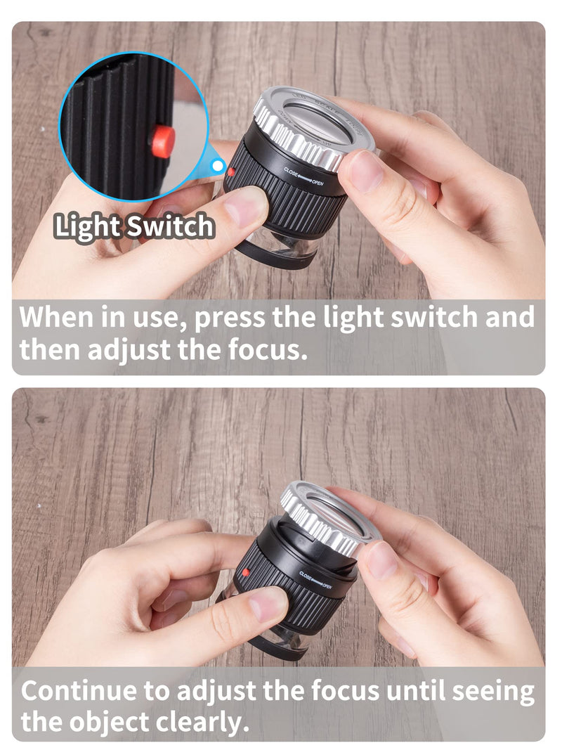 JARLINK 30X Jewelers Loupe, Adjustable Focal Length Magnifier with 3 LED Light for Gems, Jewelry, Coins, Stamps, etc (Black) Black - NewNest Australia