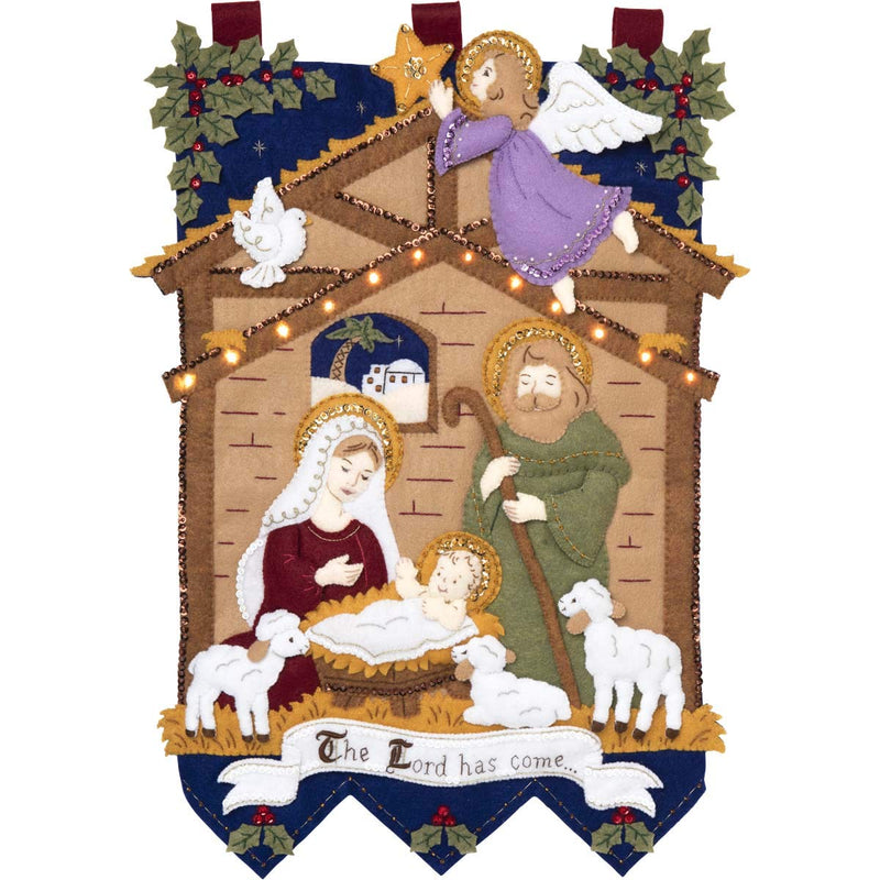 Bucilla Felt Applique Christmas Wall Hanging Kit, 16" x 22", Away in the Manger - NewNest Australia