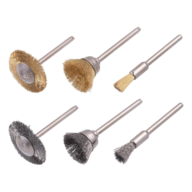 Rocaris 72 Pack Wire Wheel Brushes Set, Brass and Steel Wire Brush Set 1/8" Shank for Rotary Tools Accessories Polish Clean Tools - NewNest Australia