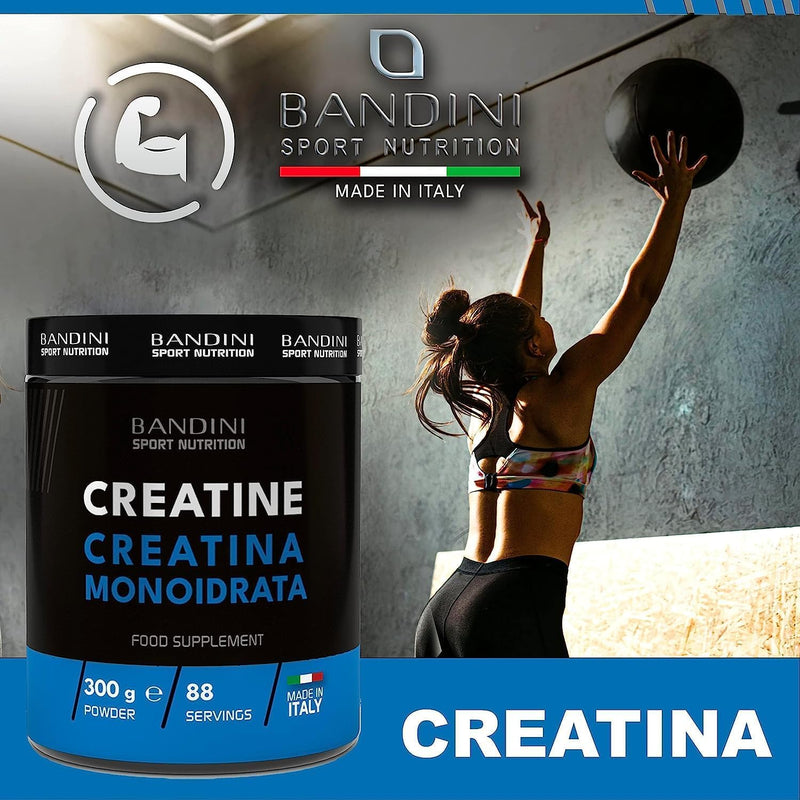 Bandini Creatine Monohydrate Mercury-Free Powder 300 G Pure - High Dose Creatine - Supplement For Training, Sports, Gym And Pre-Workout - Creatine Without Additives - 100% Vegan - Supply For 88 Days - NewNest Australia