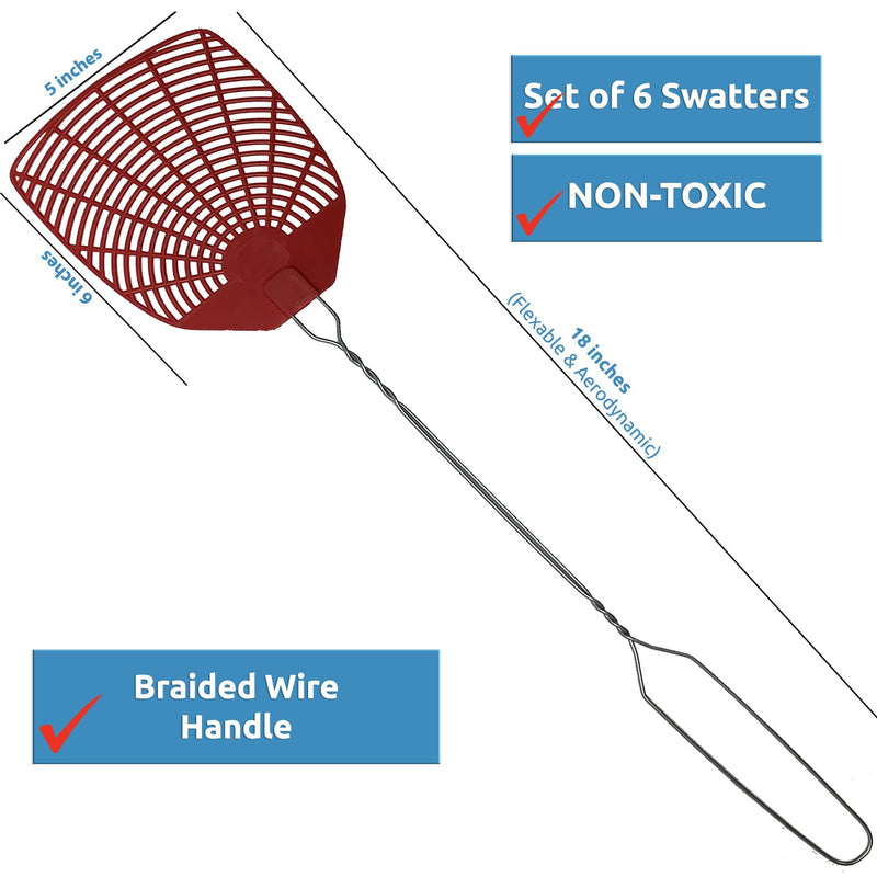 Bug & Fly Swatter – Braided Metal Handle 6 Pack Fly Swatters – Indoor / Outdoor – Pest Control flyswatter - NewNest Australia