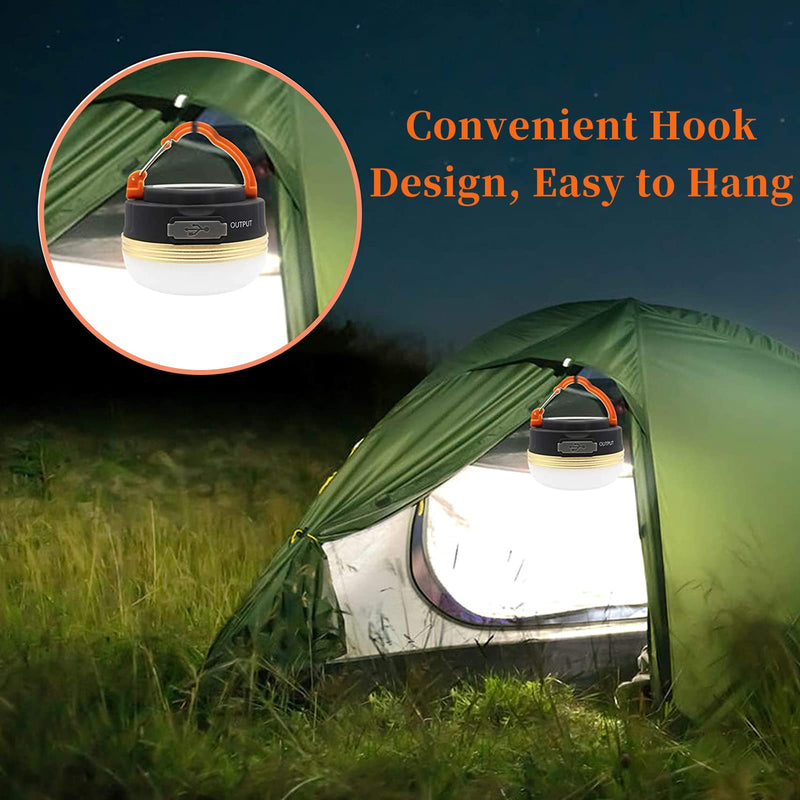 Hathdia 2 Pack Camping Lantern Rechargeable, Small Portable Tent Lights, 3 Light Modes, Hook & Magnet Base,Emergency Power Bank for Camping Hiking Backpacking - NewNest Australia