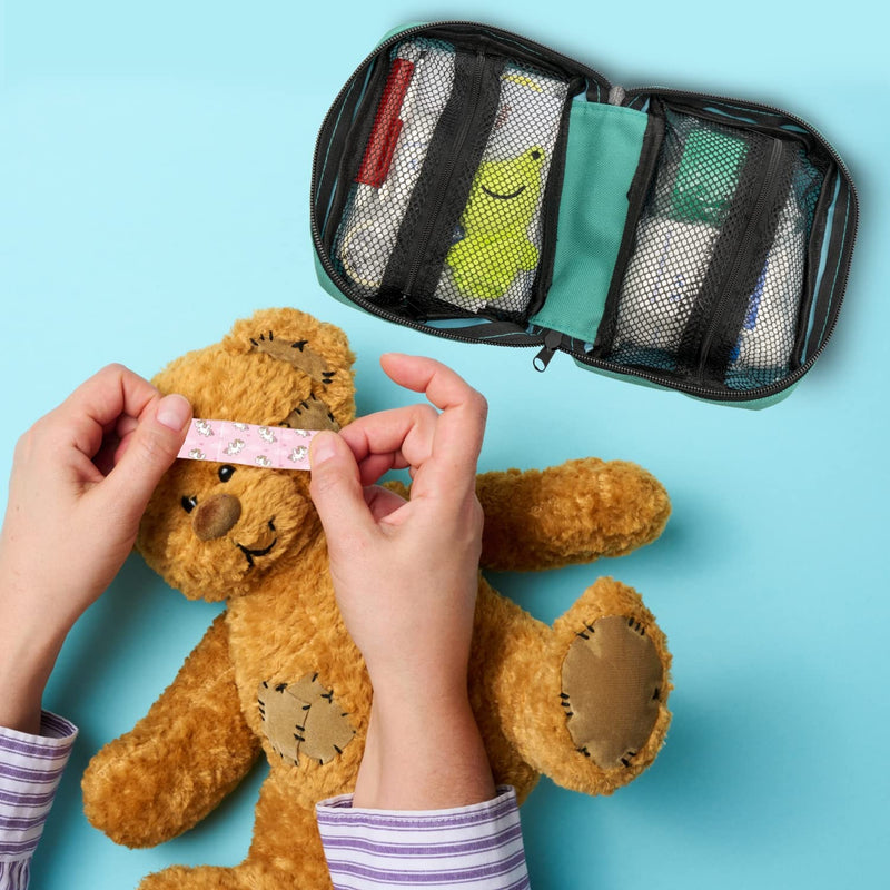 Flexeo Children'S First Aid Kit, Travel Pharmacy Filled With 47 Contents, Scissors, First Aid Bag Baby For Travel, Emergency Kit With Finger Puppet And Bravery Stickers - NewNest Australia