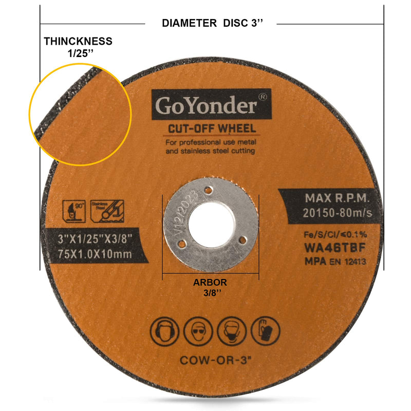 GoYonder 3 Inch Cut Off Wheels 3" x 1/25" x 3/8" Cutting Wheels for Die Grinders Cutting Discs 25 Pack 3"-Orange (25 pcs) - NewNest Australia