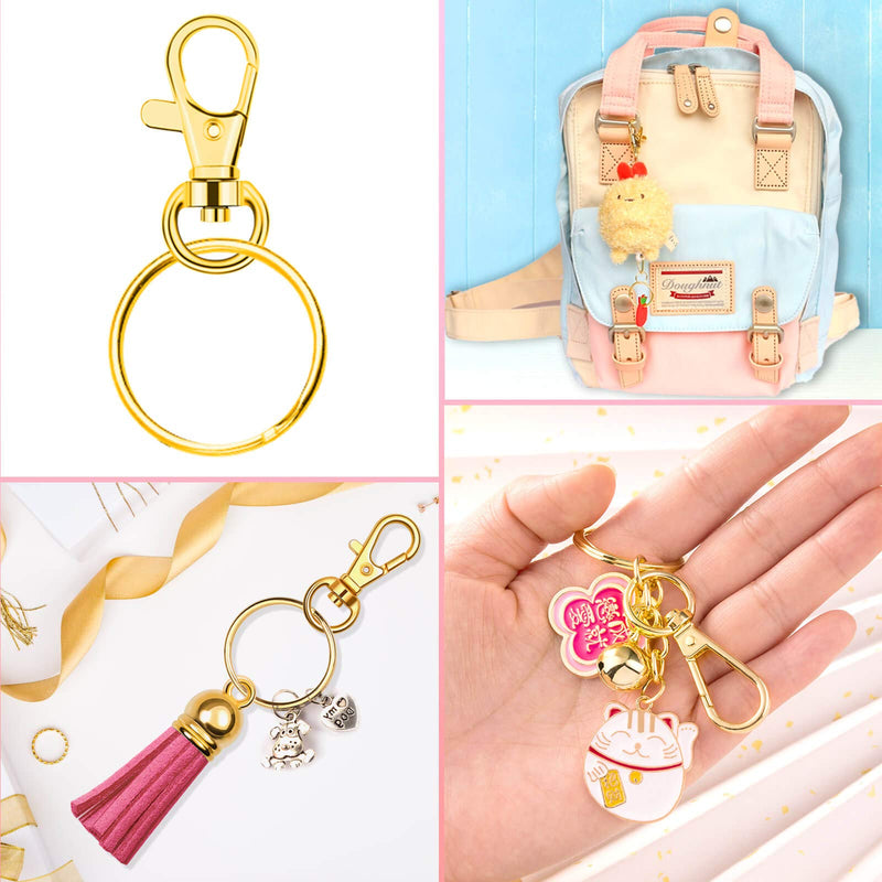 Gold Keychain Rings for Craft, Paxcoo 100pcs Keychain Hardware Kit Includes 50Pcs Key Chain Hooks and 50pcs Key Rings, Bulk Keychain Making Supplies for Resin Craft, Acrylic Blanks Gold - NewNest Australia