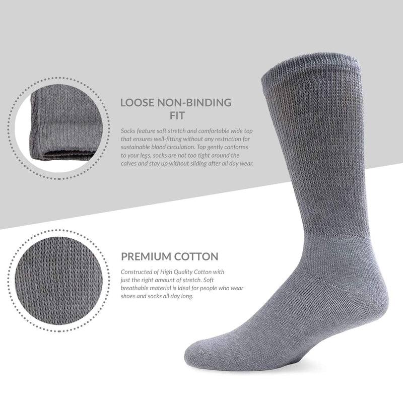 Big and Tall Diabetic Neuropathy Cotton Socks, King Size Mens Athletic Crew and Quarter Socks (Size: 13-16) (Black, 3) Black - NewNest Australia