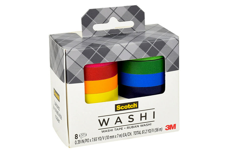 Scotch Washi Tape, Bright Colors, Assorted Patterns, 8 Rolls/Pack (C1017-8-SOL1) - NewNest Australia