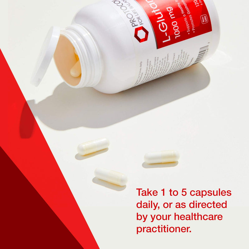 Protocol L-Glutamine 1000mg - Amino Acid - Muscle Tissue, Gut Health, Immune Health - 120 Veg Caps - NewNest Australia