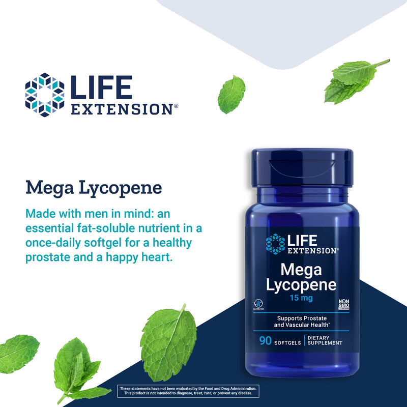 Life Extension Mega Lycopene 15 mg – Prostate & Arterial Health Support – Gluten-Free – Non-GMO – 90 Softgels - NewNest Australia