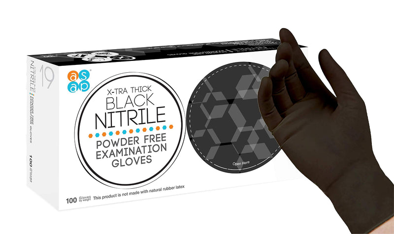 ASAP Black Nitrile Powder Free Examination Gloves, Disposable, 4 mil, Black Small (Pack of 100) - NewNest Australia