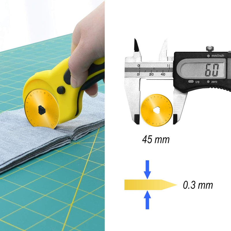 Titanium Rotary Cutter Blades 45mm 10 Pack Spare Replacement Blades with Improved Sharpness, Ideal for Quilting Scrapbooking Sewing Arts Crafts - NewNest Australia
