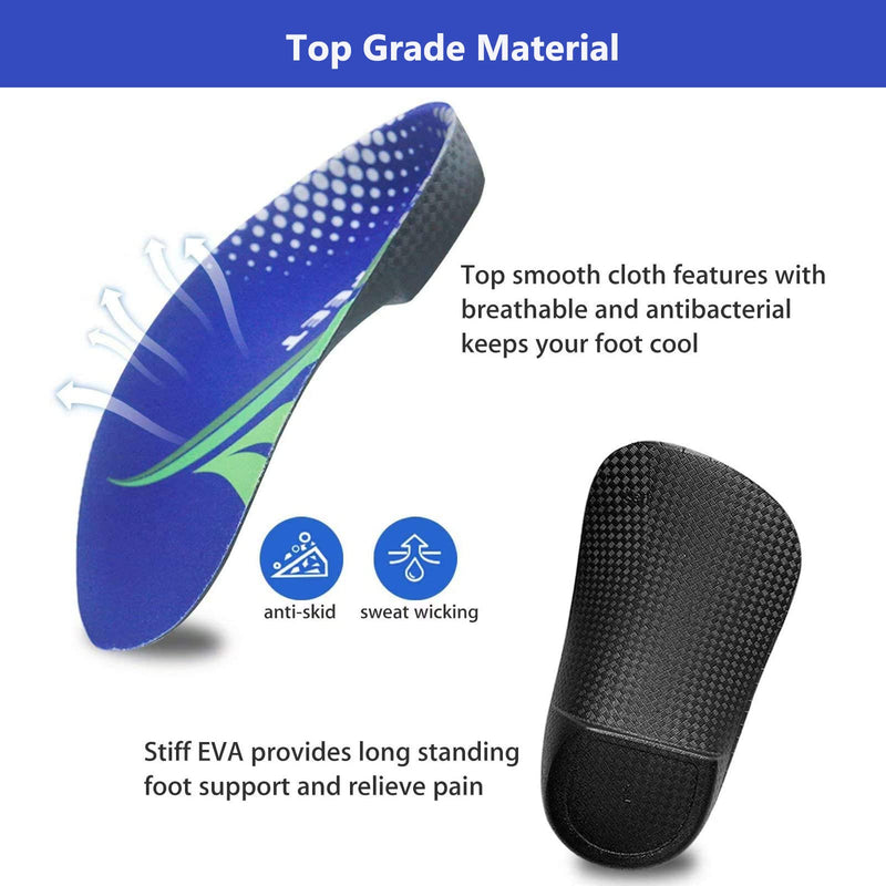 Orthotic Inserts 3/4 Length, High Arch Support Foot Insoles for Over-Pronation Plantar Fasciitis Flat Feet Heel Pain Relief Shoe Inserts for Running Sports Men & Women Medium (6-8 UK) - NewNest Australia