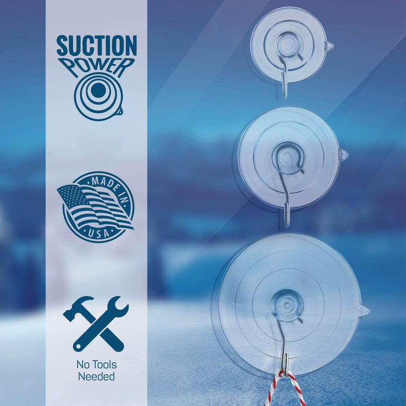 NewNest Australia - All-Purpose Holiday suction cup hooks [10PK Combo Set] Powerful window suction cups with hooks Use To Hang On glass, Windows, Doors, Mirrors, Tiles. Set Includes: 2 Large, 4 Medium, 4 Small - USA Made 10 pack 