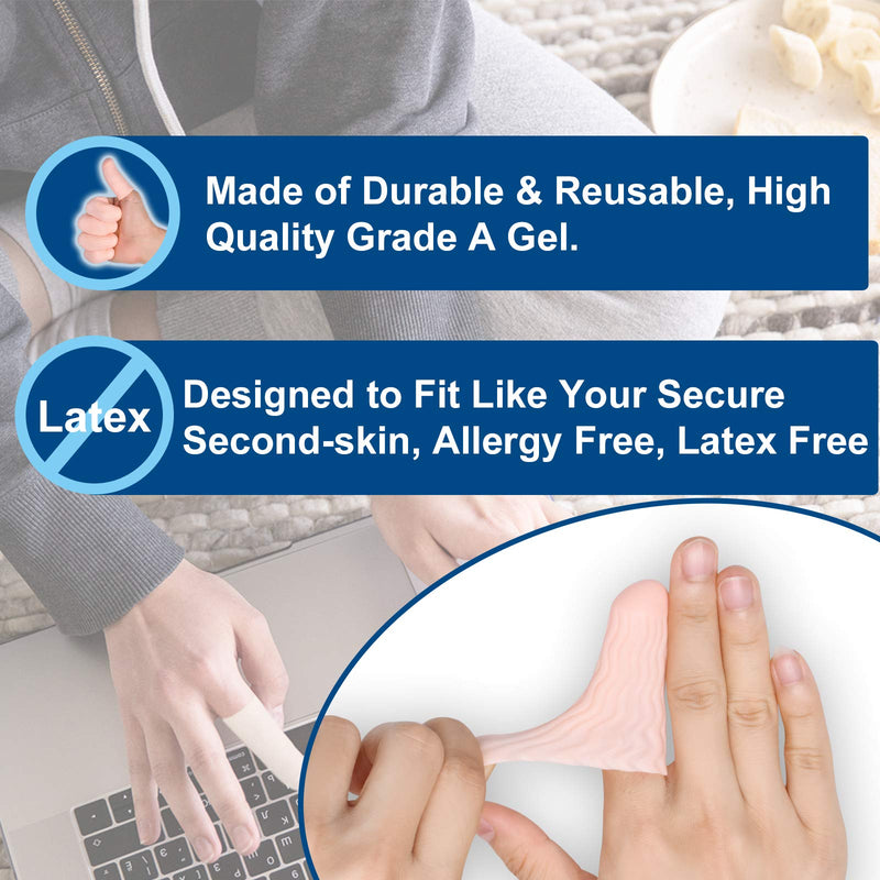 Finger Cots, Gel Finger Tips Protector, Finger Covers (14PCS, L size), New Material (Latex-Free), Finger Sleeves Great for Finger Cracking, Dermatitis, Psoriasis, Hand Eczema and More. Beige(L SIZE) - NewNest Australia