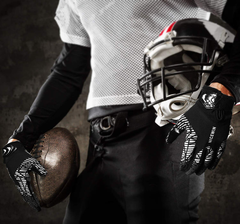 NICEWIN Football Gloves Adult Football Receiver Gloves for Men and Women White Medium - NewNest Australia