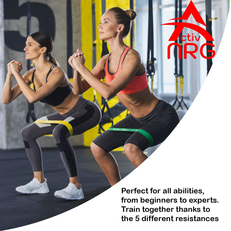 Activ-NRG Resistance Bands Set of 5 Physio, Exercising, Strengthening, Injury. Suitable for all Levels - 5 Different Strengths. Ideal for Fore Arms, Wrists, Ankles, Upper and Lower legs. - NewNest Australia