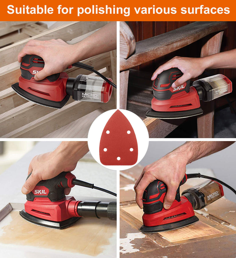 Detail Sander Paper, 180-1000 Grits, Hook and Loop Backing, 5 Holes, for Sanding and Polishing, 70 Sheets - NewNest Australia