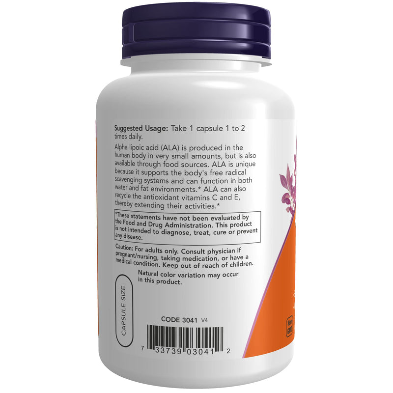 NOW Supplements, Alpha Lipoic Acid 100 mg with Vitamins C & E, Free Radical Scavenger*, 120 Veg Capsules - NewNest Australia
