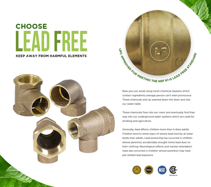 Supply Giant DDGU3401 C X F Lead Free Cast Brass Tee Fitting with Solder Cups and Female Threaded Branch, 3/4" x 1, 3/4" x 3/4" x 1" - NewNest Australia