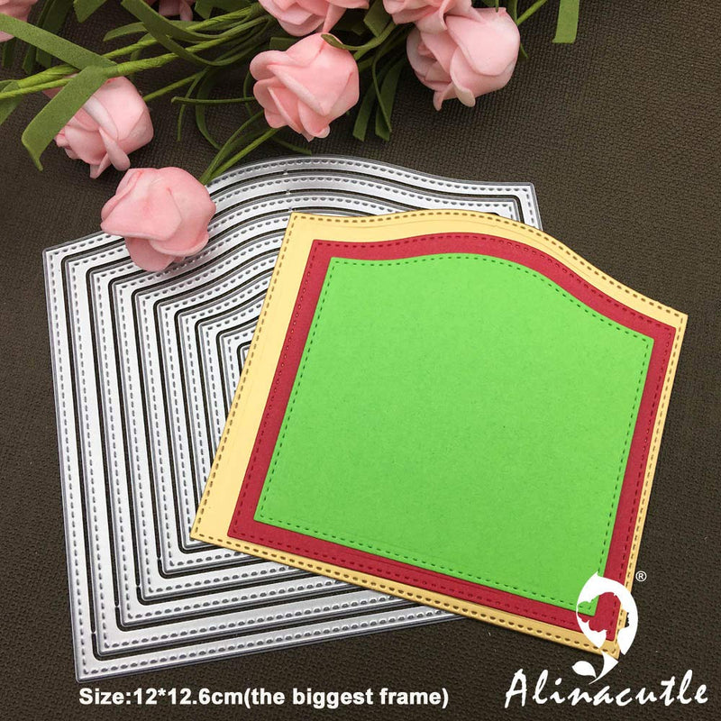 Alinacutle Nesting Frame Die Cut, Card Background Metal Cutting Die, Card Frame Die Set,Paper Craft Die-Cuts,DIY Card Metal Punch Template,Classic Nesting Frames (10/PK-Window,Stitch Border) 10/PK-window,stitch border - NewNest Australia