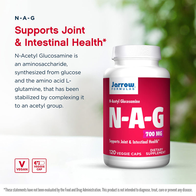 Jarrow Formulas N-A-G 700 mg - 120 Veggie Caps - N-Acetyl Glucosamine - Versatile Form of Glucosamine - Supports Joint & Intestinal Health - Up to 120 Servings - NewNest Australia