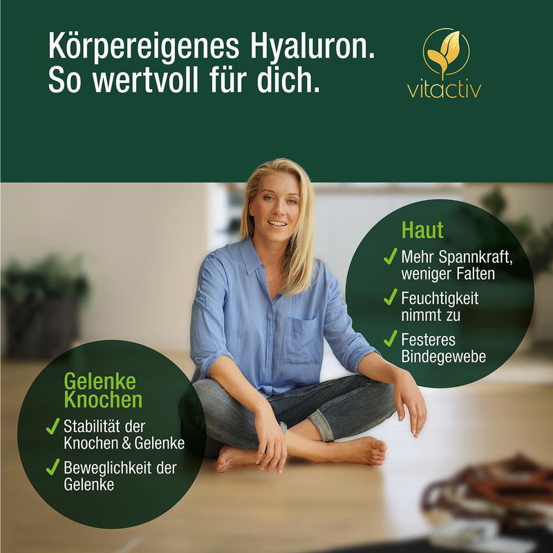 Vitactiv Hyaluronic Complex - Hyaluronic Capsules High Dose, 500 Mg Hyaluronic Acid - 500-700 Kda, Vegan - With Vitamin C, Zinc, Manganese, Copper, Biotin And Much More - Laboratory Tested, From - NewNest Australia