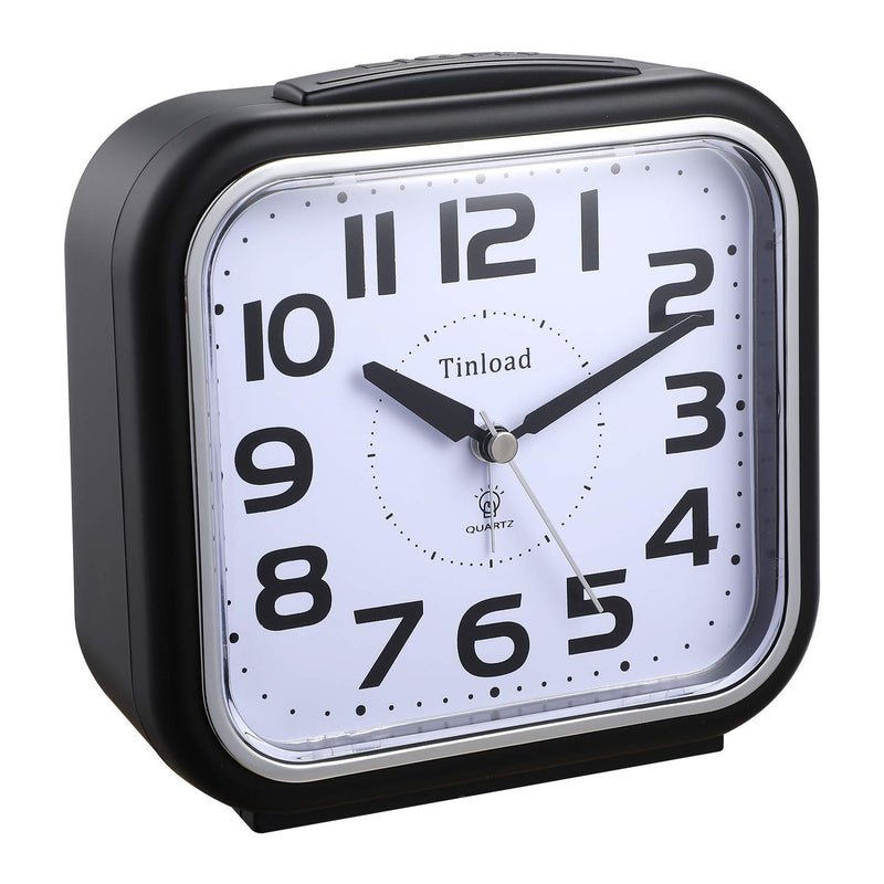 NewNest Australia - 5.5" Silent Analog Alarm Clock Non Ticking, Gentle Wake, Beep Sounds, Increasing Volume, Battery Operated Snooze and Light Functions, Easy Set, Black (Best for Elder) 