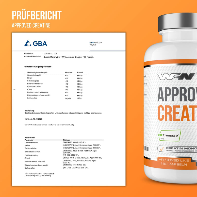 Wfn Approved Creatine Caps - Creapure - 180 Creatine Capsules - High Dose Giga Caps - Pure Creatine Monohydrate - Vegan - 60 Servings - No Additives - Made In Germany - Externally Laboratory Tested - NewNest Australia