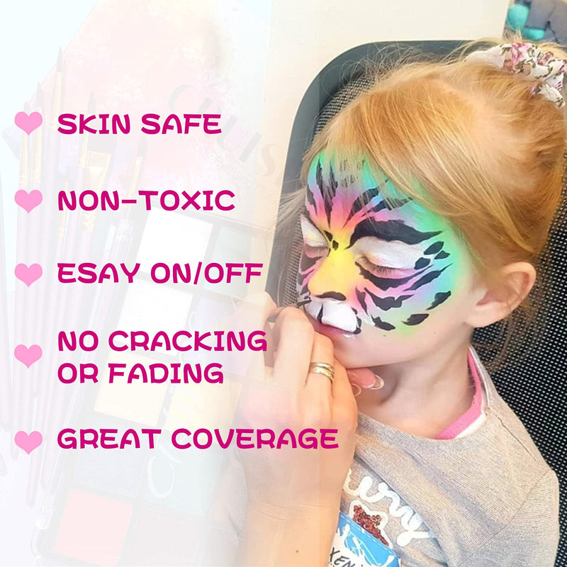 UCANBE CRUISE Face Body Paint Set, 15 Colors Painting Palette Makeup Kit with 10 Pcs Professional Artist Brushes for Halloween Cosplay Party - NewNest Australia