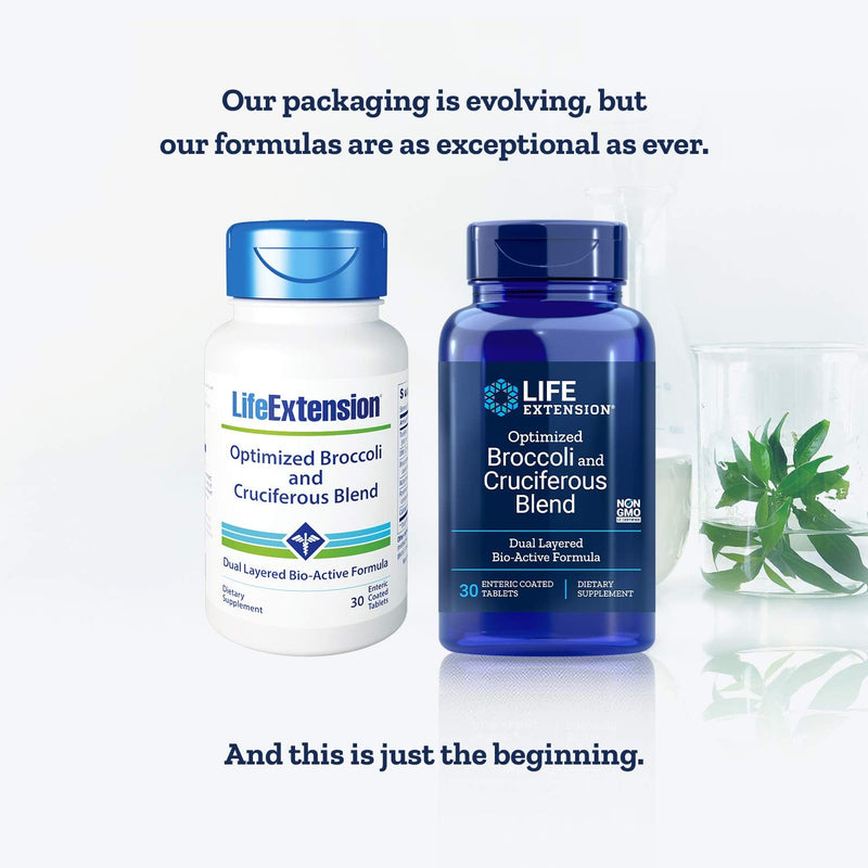 Life Extension Optimized Broccoli & Cruciferous Blend – Promotes Healthy Cell Division & Hormone Function – Gluten-Free, Non-GMO – 30 Enteric-Coated Vegetarian Tablets - NewNest Australia