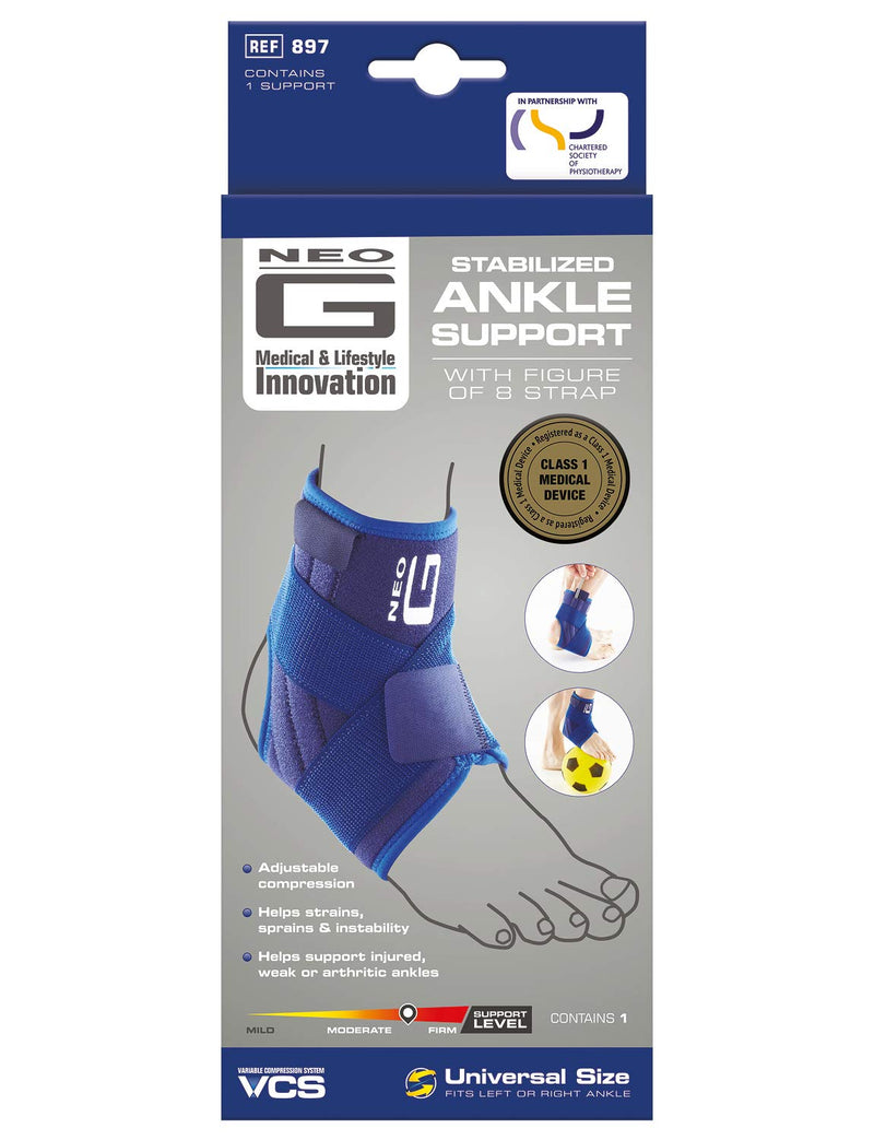 Neo G Ankle Support, Stabilized Support with Figure of 8 Strap – Support for Arthritis Relief, Joint Pain, Ankle Injuries, Sprains – Adjustable Compression – Class 1 Medical Grade – Unisex – Blue - NewNest Australia