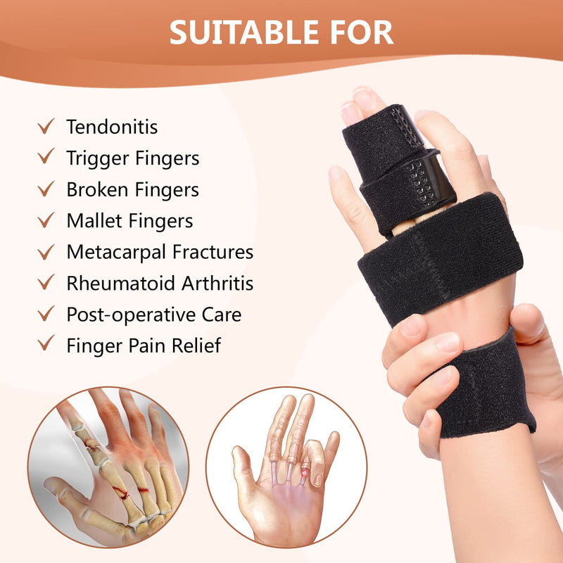 2 Finger Splint, Adjustable Finger Brace, Finger Metal Support for Broken Fingers, Mallet Finger Splints, Trigger Finger Straightener, Arthritis, Pain Relief, Injury, Fracture, Sprains(S/M) S/M - NewNest Australia