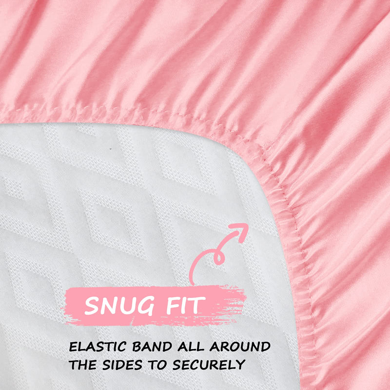 Bassinet Fitted Sheet 2 Pack Satin Bassinet Sheets for Baby Hair Soft Silky Sheet for Cradle or Bassinet Pad?Mattress for Boys and Girls Gift for Infant Pink 2 Pack Bassinet Sheet - NewNest Australia