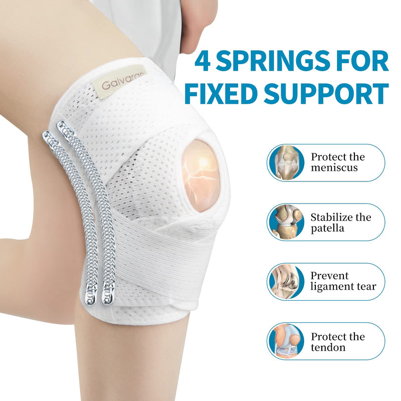 Galvaran Knee Brace with Side Stabilizers for Meniscal Tear Knee Pain ACL MCL Arthritis Injuries Recovery, Breathable Adjustable Knee Support for Men and Women Large White - NewNest Australia