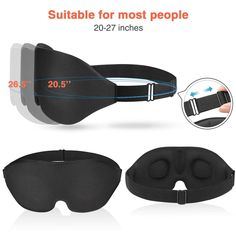 AMAZKER Sleep Eye Mask for Men Women 3D Contoured Cup, Concave Molded, Block Out Light, Molded Soft Comfort Eye Shade with Adjustable Strap for Travel Yoga Nap Upgrade Gently-black - NewNest Australia