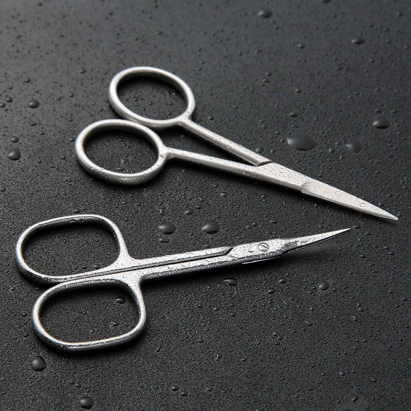 BEZOX 2pcs Scissors Set - Sharp Nail Scissors, Cuticle Scissor, Eyebrow Grooming Scissors, Cuticle Cutters, Beard Trimming Scissors, Hair Cutting Scissors Professional for Women or Men Silver - NewNest Australia