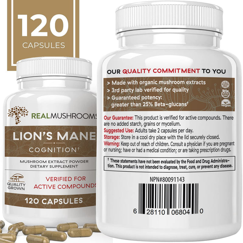 Lions Mane Brain and Focus Supplements - Mushroom Powder Extract Capsules - Non GMO and Gluten Free Supplement for Better Cognitive Health 120 Count (Pack of 1) - NewNest Australia