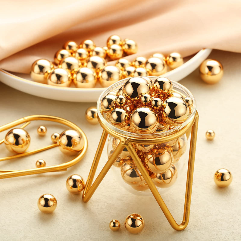 Junkin 150 Pieces Vase Filler Faux Pearls Vase Makeup Beads No Hole Gloss Pearl Beads Mixed Sizes Round Pearls for Vase Home Party Wedding Decor, 8/14/20 mm (Gold) Gold - NewNest Australia